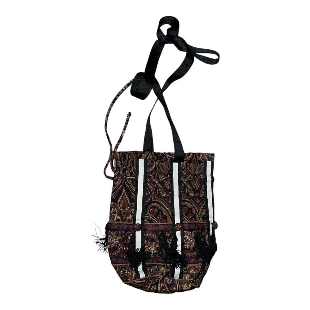 Vera Bradley Mocha Drawstring Bucket OOAK Bag Tassels Vintage 1996 EUC